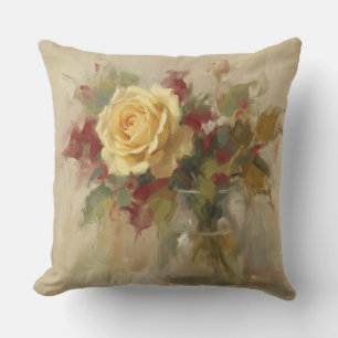 Cojín Decorativo "Óleo de rosa única" 