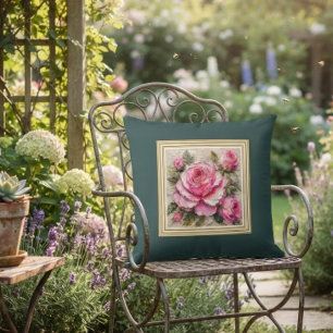 Cojín Decorativo Óleo sobre rosa Chic desgastado Pizarra Carbón