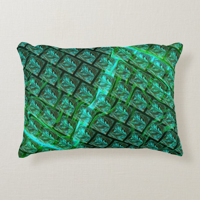 Cojín Decorativo "Olhos azuis enquadrados", riscos esverdeados. (Anverso)