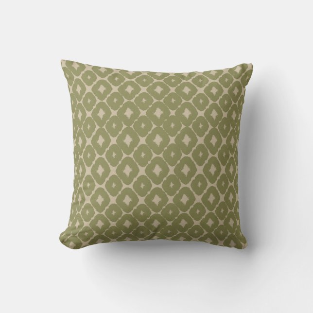 Cojín Decorativo Olive and cream Boho Geometric Throw Pillow (Anverso)