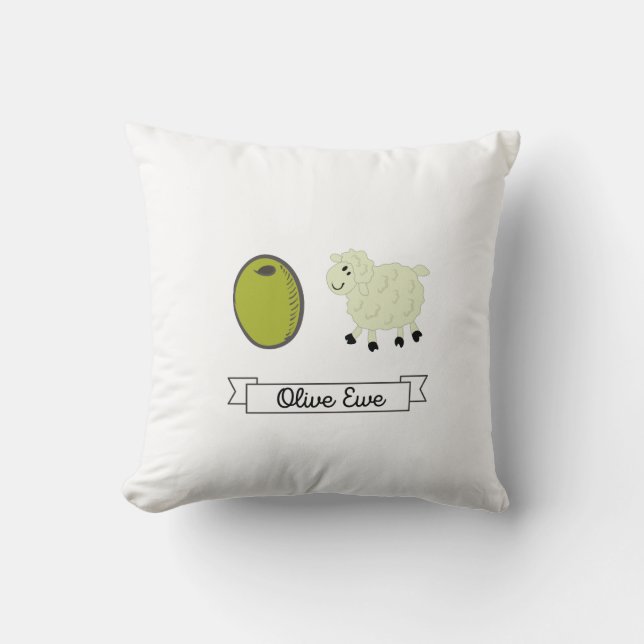 Cojín decorativo Olive Ewe (I love you) (Anverso)