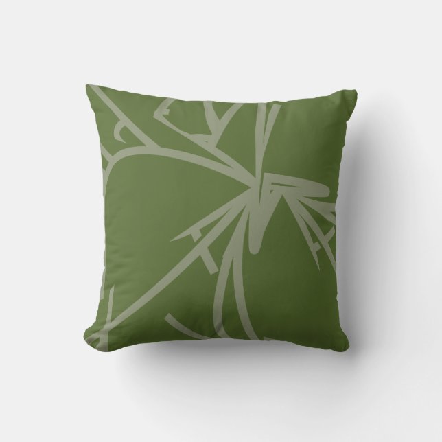 Cojín Decorativo Olive Green Abstract Bamboo (Anverso)