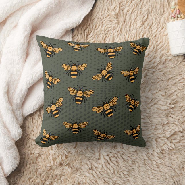 Cojín Decorativo Olive Green Bee Mingle (Manta)