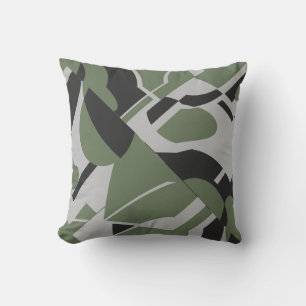 Cojín Decorativo Olive Green Gray Black Bold Diagonal Design