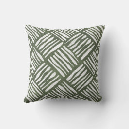 Cojín Decorativo Olive Green Hand-Drawn Basket Weave