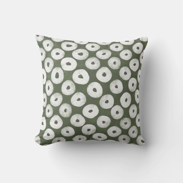 Cojín Decorativo Olive Green Hand-Drawn Bold Rustic Circles (Anverso)