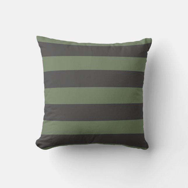 Cojín Decorativo Olive Green Tick Striped Modern (Anverso)