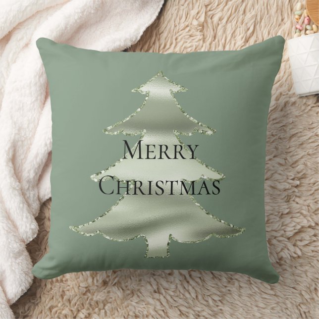 Cojín Decorativo Olive Pistachio Mint Green Christmas Tree (Manta)
