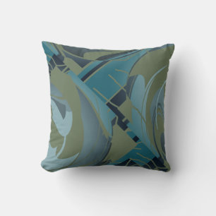Cojín Decorativo Olive Seafoam Gray Diagonal Floral Design