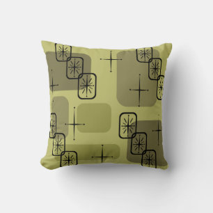 Cojín Decorativo Olive Sputnik moderno de mediados de siglo
