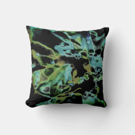 Cojín Decorativo Olive Teal Green Black Abstract Floral Design