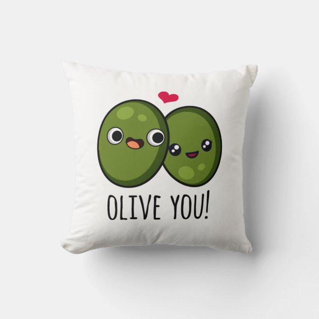 Cojín Decorativo Olive You Funny Love Pun (Anverso)