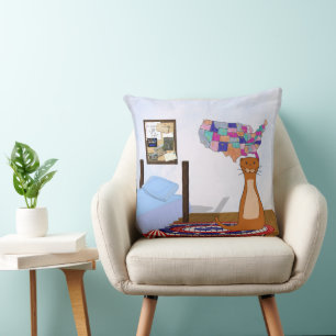 Cojín Decorativo Oliver ama viajar - Dormitorio, mapa y postal