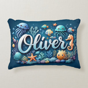 Cojín Decorativo Oliver Name Ocean Theme Decorate Sea Life