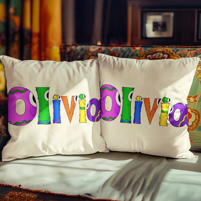 Cojín Decorativo "Olivia" Cartoon Character Name (With bright, cheery colors, this awesome pillow is sure to be loved by anyone who receives it!)