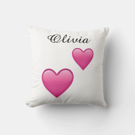 Cojín Decorativo Olivia Personalized Emoji Hearts Throw Pillow