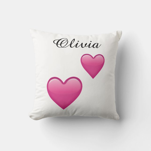 Cojín Decorativo Olivia Personalized Emoji Hearts Throw Pillow (Anverso)