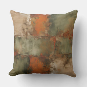 Cojín Decorativo Olivo Salvia Naranja Óxido Beige Abstracto