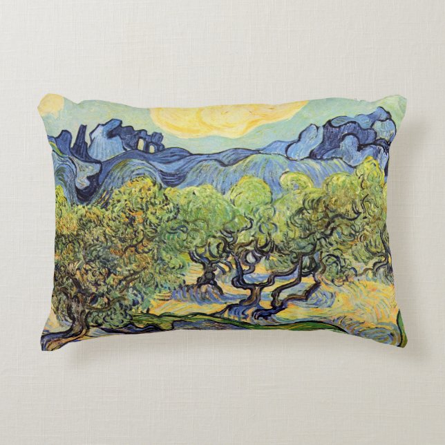 Cojín Decorativo Olivos con Alpilles por Vincent van Gogh (Anverso)