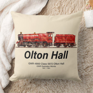 Cojín Decorativo Olton Hall Vintage Steam Train English Locomotive