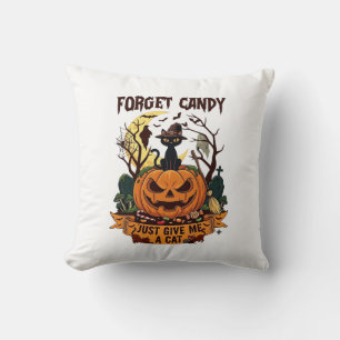 Cojín Decorativo Olvidar Caramelo Solo Dame Gato Halloween Calabaza