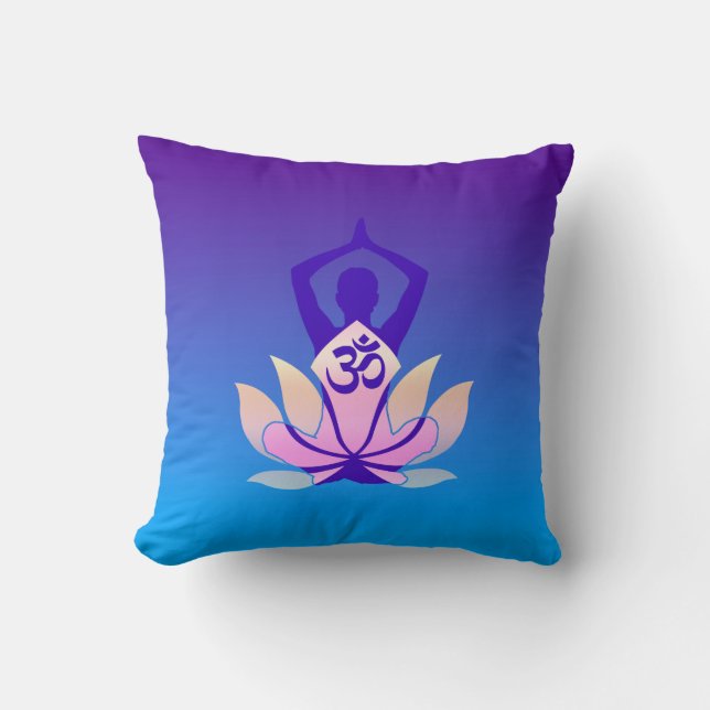 Cojín Decorativo Om Lotus Yoga Pose Purple Hue (Anverso)