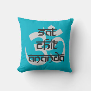 Cojín Decorativo Om Sat Chit Ananda - Oneness Mantra Verde azulado