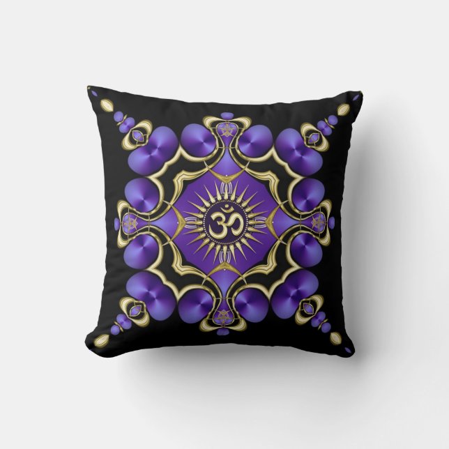 Cojín Decorativo OM Yoga Arts Golden Purple Cushion (Anverso)