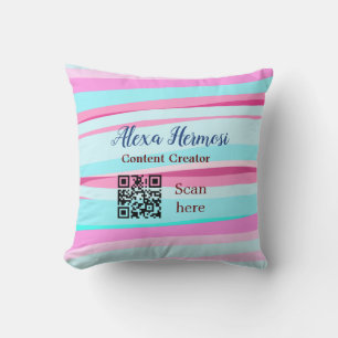 Cojín Decorativo Ombre azul rosa agregar nombre profesión código q