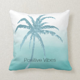 Cojín Decorativo Ombre de palmera tropical Glam Aqua 