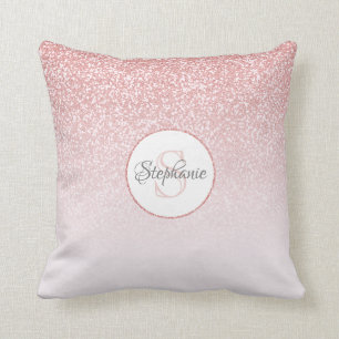 Cojín Decorativo Ombre Monogrammed, Purpurina Rosa Oro