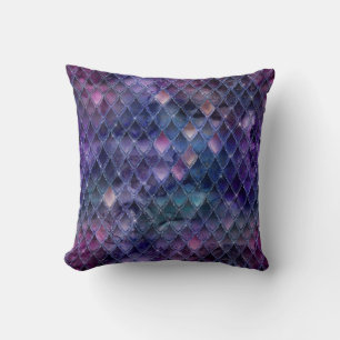 Cojín Decorativo Ombre Morado Brillante y Escamas de Dragón con Bri