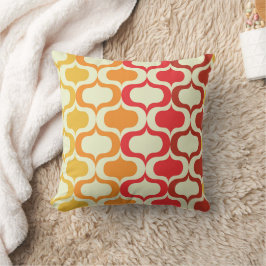 Cojín Decorativo Ombre Retro Ogee en Naranja, Mandarina y Rojo