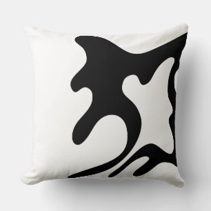 Cojín Decorativo Onda de abstracto orgánico moderno en blanco y neg