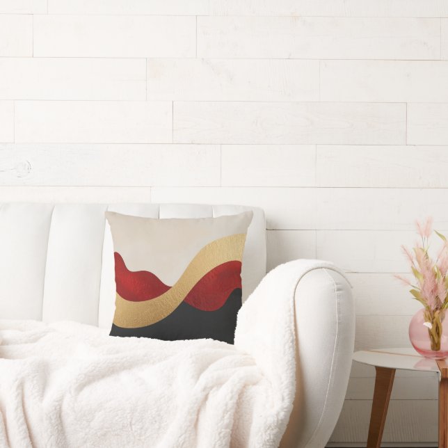 Cojín Decorativo Onda moderna oro rojo negro  (Sofá)