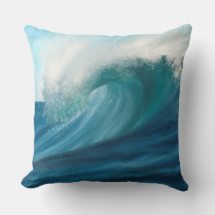 Cojín Decorativo Onda turquesa de estilo impresionista