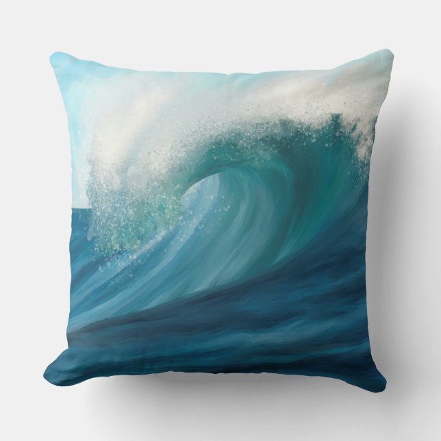 Cojín Decorativo Onda turquesa de estilo impresionista (Anverso)