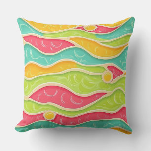 COJÍN DECORATIVO ONDAS ABSTRACTAS AMARILLO VERDE NARANJA