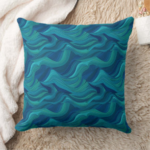 Cojín Decorativo Ondas abstractas azules y verdes