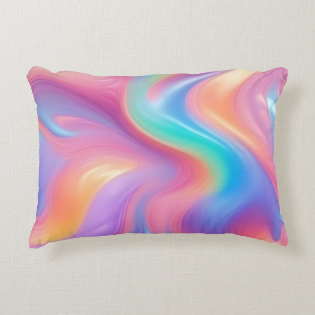 Cojín Decorativo Ondas abstractas de neón rosa azul (Anverso)