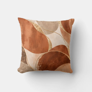 Cojín Decorativo Ondas abstractas de terracota y oro