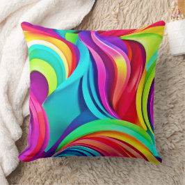 Cojín Decorativo Ondas abstractas vibrantes en color dinámico