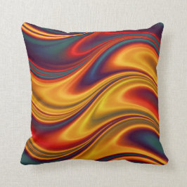 Cojín Decorativo Ondas amarillas rojas ardientes del azul