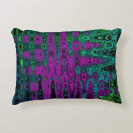 Cojín Decorativo Ondas atómicas groovy abstractas magenta en negrit