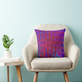 Cojín Decorativo Ondas Atómicas Retro Abstractas Rojas y Moradas Al