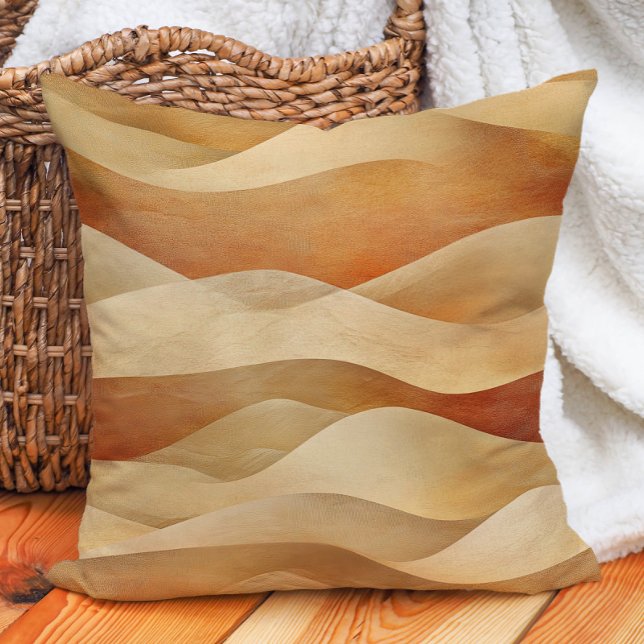 Cojín Decorativo Ondas de arena del desierto de Terracotta Taupe (Terracotta Taupe Desert Sandy Waves Throw Pillow)