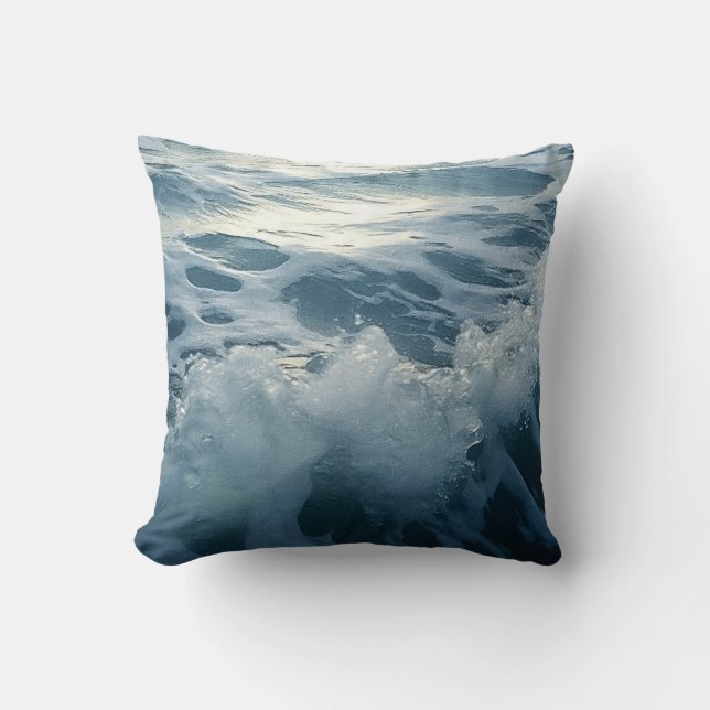 Cojín Decorativo Ondas de espuma aplastantes (Anverso)