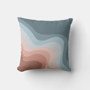 Cojín Decorativo Ondas de estilo retro azul y rosa