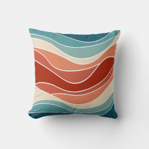 Cojín Decorativo Ondas de estilo retro multicolor