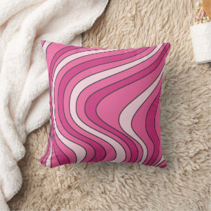 Cojín Decorativo Ondas de estilo retro rosa